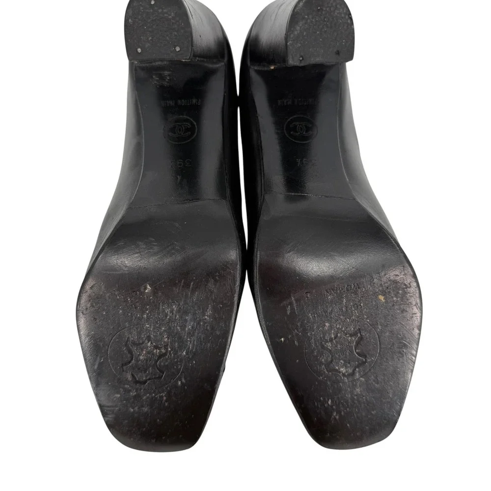 Chanel Black Leather Pump Heels